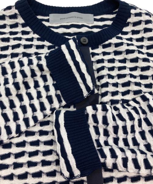 passe present le prmer（パッセプレゾンルプルメ）passe present le prmer (パッセプレゾンルプルメ) カーディガン ネイビー×ホワイト サイズ:1の古着・服飾アイテム