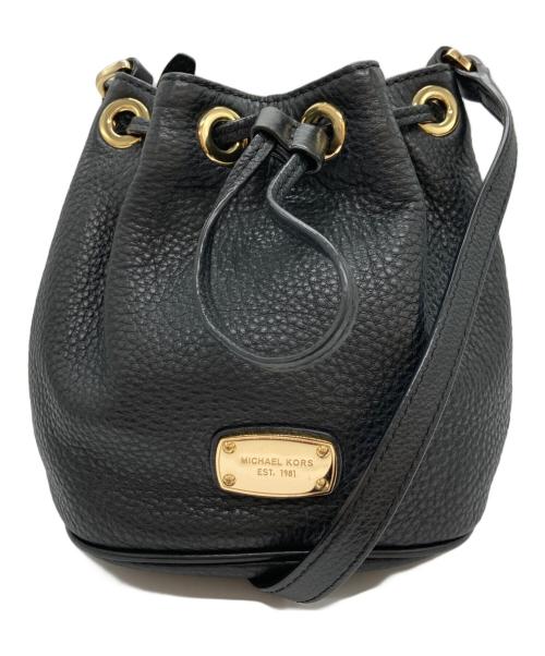 MICHAEL KORS（マイケル・コース）MICHAEL KORS (マイケル・コース) レザー巾着バッグ ブラックの古着・服飾アイテム