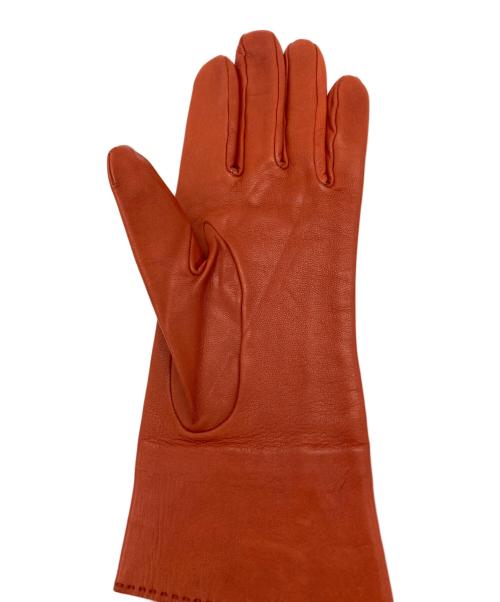 HERMES（エルメス）HERMES (エルメス) H金具ラムレザーグローブ オレンジの古着・服飾アイテム
