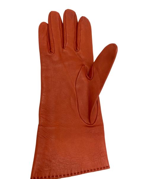 HERMES（エルメス）HERMES (エルメス) H金具ラムレザーグローブ オレンジの古着・服飾アイテム