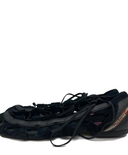 DIESEL（ディーゼル）DIESEL (ディーゼル) スウェードレースサンダル ブラック サイズ:24の古着・服飾アイテム