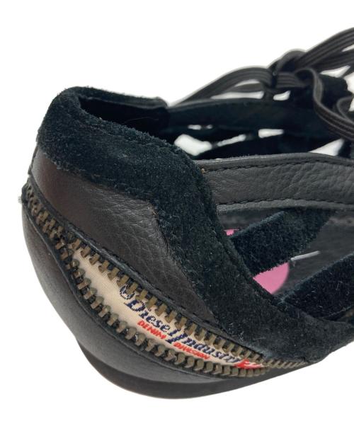 DIESEL（ディーゼル）DIESEL (ディーゼル) スウェードレースサンダル ブラック サイズ:24の古着・服飾アイテム