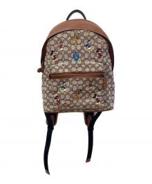 COACH×DISNEY（コーチ×ディズニー）の古着「チャーター バックパック シグネチャーウィズミッキーマウスエンブロイダリー/リュック」｜ブラウン