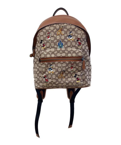 COACH（コーチ）COACH (コーチ) DISNEY (ディズニー) チャーター バックパック シグネチャーウィズミッキーマウスエンブロイダリー/リュック ブラウンの古着・服飾アイテム
