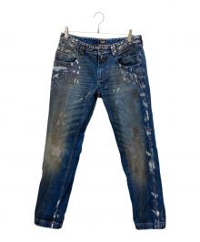 D&G DOLCE & GABBANA（ディーアンドジー ドルチェ＆ガッバーナ）の古着「ダメージ加工ペイントデニムパンツ」｜インディゴ