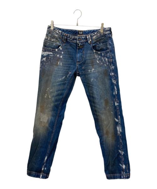 D&G DOLCE & GABBANA（ディーアンドジー ドルチェ＆ガッバーナ）D&G DOLCE & GABBANA (ディーアンドジー ドルチェ＆ガッバーナ) ダメージ加工ペイントデニムパンツ インディゴ サイズ:36の古着・服飾アイテム