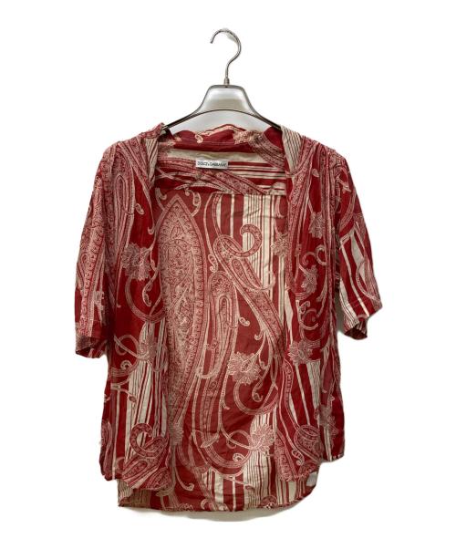 DOLCE & GABBANA（ドルチェ＆ガッバーナ）DOLCE & GABBANA (ドルチェ＆ガッバーナ) 総柄半袖シャツ レッド×アイボリー サイズ:Lの古着・服飾アイテム