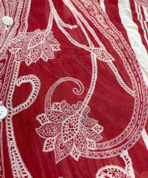 DOLCE & GABBANA（ドルチェ＆ガッバーナ）DOLCE & GABBANA (ドルチェ＆ガッバーナ) 総柄半袖シャツ レッド×アイボリー サイズ:Lの古着・服飾アイテム