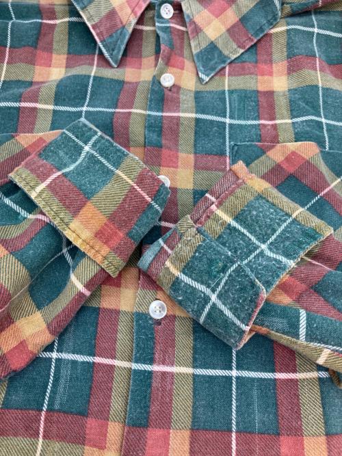 bellcraft（ベルクラフト）bellcraft (ベルクラフト) プリントネルシャツ グリーン×レッド サイズ:16 1/2の古着・服飾アイテム