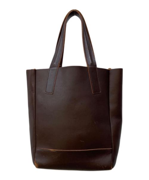 ISSEY MIYAKE（イッセイミヤケ）ISSEY MIYAKE (イッセイミヤケ) レザーハンドバッグ ブラウンの古着・服飾アイテム