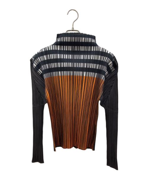 PLEATS PLEASE（プリーツプリーズ）PLEATS PLEASE (プリーツプリーズ) プリーツカットソー オレンジ×グレー サイズ:Ⅼの古着・服飾アイテム