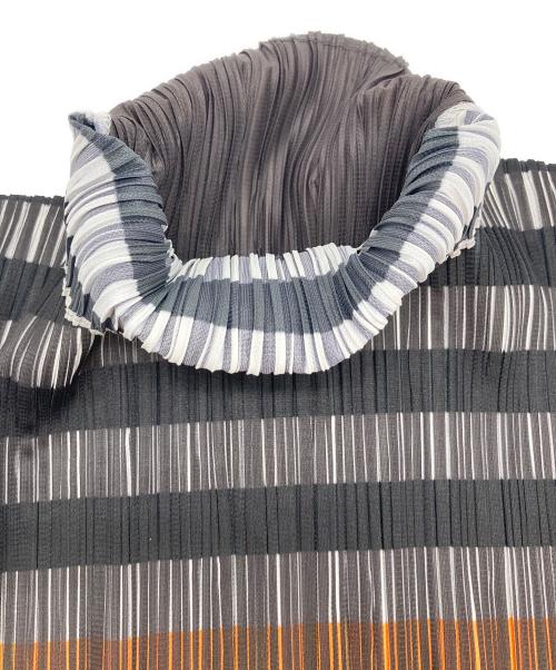 PLEATS PLEASE（プリーツプリーズ）PLEATS PLEASE (プリーツプリーズ) プリーツカットソー オレンジ×グレー サイズ:Ⅼの古着・服飾アイテム