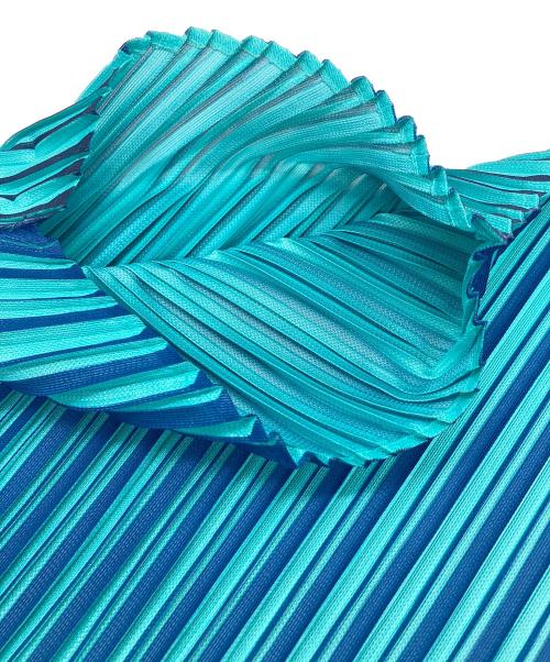 PLEATS PLEASE（プリーツプリーズ）PLEATS PLEASE (プリーツプリーズ) アシメプリーツノースリーブワンピース ブルー サイズ:Ⅼの古着・服飾アイテム