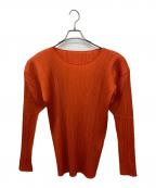 PLEATS PLEASEプリーツプリーズ）の古着「プリーツカットソー」｜オレンジ
