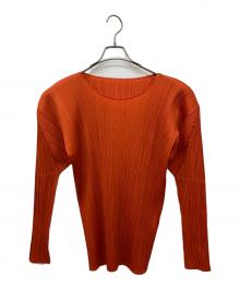 PLEATS PLEASE（プリーツプリーズ）の古着「プリーツカットソー」｜オレンジ