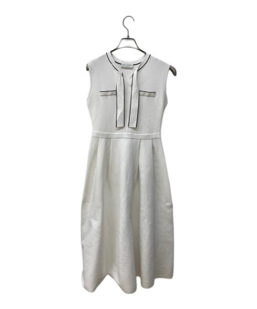 CELFORD（セルフォード）CELFORD (セルフォード) ボウタイノースリーブニットワンピース ホワイト サイズ:36の古着・服飾アイテム