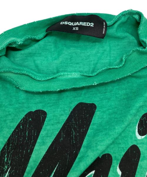 DSQUARED2（ディースクエアード）DSQUARED2 (ディースクエアード) ダメージ加工Tシャツ グリーン サイズ:XSの古着・服飾アイテム
