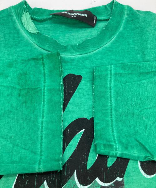 DSQUARED2（ディースクエアード）DSQUARED2 (ディースクエアード) ダメージ加工Tシャツ グリーン サイズ:XSの古着・服飾アイテム