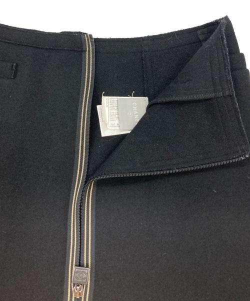 CHANEL（シャネル）CHANEL (シャネル) メルトンミニスカート ブラック サイズ:38の古着・服飾アイテム