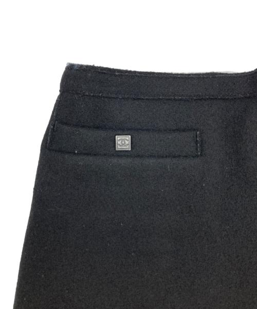 CHANEL（シャネル）CHANEL (シャネル) メルトンミニスカート ブラック サイズ:38の古着・服飾アイテム