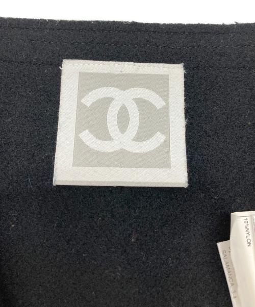 CHANEL（シャネル）CHANEL (シャネル) メルトンミニスカート ブラック サイズ:38の古着・服飾アイテム