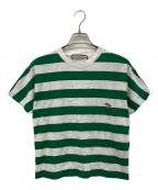 GUCCIグッチ）の古着「ピッグ刺繍ボーダーTシャツ」｜ホワイト×グリーン