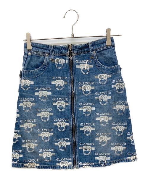 Hysteric Glamour（ヒステリックグラマー）Hysteric Glamour (ヒステリックグラマー) 総柄ジップスカート インディゴ サイズ: 61cm (W24)の古着・服飾アイテム
