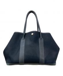 HERMES（エルメス）の古着「ガーデンパーティPM/キャンバストートバッグ」｜ブラック