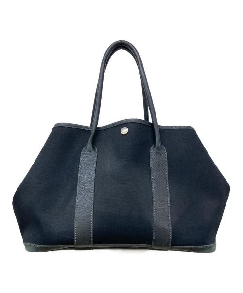HERMES（エルメス）HERMES (エルメス) ガーデンパーティPM/キャンバストートバッグ ブラックの古着・服飾アイテム