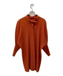 PLEATS PLEASE（プリーツプリーズ）の古着「プリーツロングシャツ」｜オレンジ