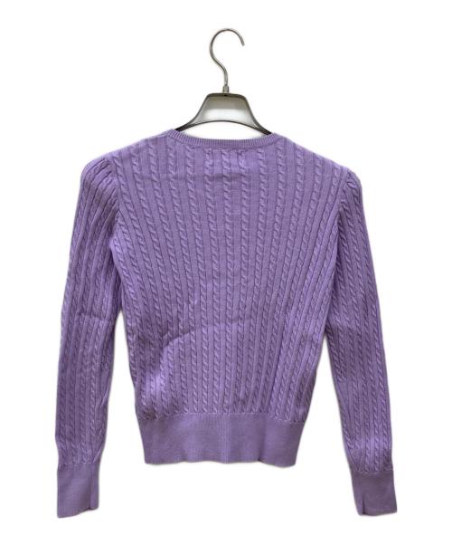POLO RALPH LAUREN（ポロ・ラルフローレン）POLO RALPH LAUREN (ポロ・ラルフローレン) ケーブルニットカーディガン ラベンダー サイズ:XL(16)の古着・服飾アイテム