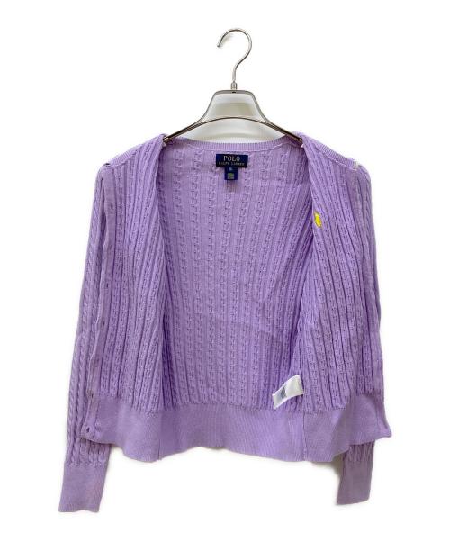 POLO RALPH LAUREN（ポロ・ラルフローレン）POLO RALPH LAUREN (ポロ・ラルフローレン) ケーブルニットカーディガン ラベンダー サイズ:XL(16)の古着・服飾アイテム