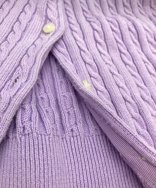 POLO RALPH LAUREN（ポロ・ラルフローレン）POLO RALPH LAUREN (ポロ・ラルフローレン) ケーブルニットカーディガン ラベンダー サイズ:XL(16)の古着・服飾アイテム