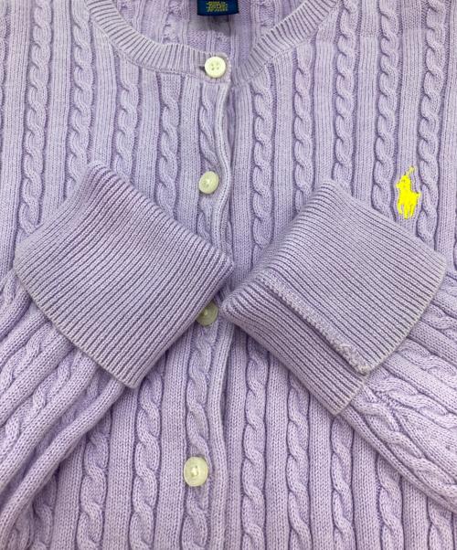 POLO RALPH LAUREN（ポロ・ラルフローレン）POLO RALPH LAUREN (ポロ・ラルフローレン) ケーブルニットカーディガン ラベンダー サイズ:XL(16)の古着・服飾アイテム