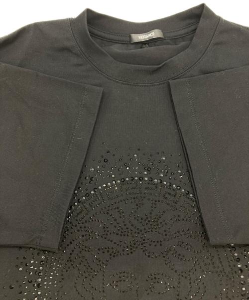 VERSACE（ヴェルサーチェ）VERSACE (ヴェルサーチェ) ラインストーンメデューサロゴTシャツ ブラック サイズ:36の古着・服飾アイテム