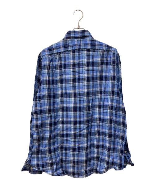 POLO RALPH LAUREN（ポロ・ラルフローレン）POLO RALPH LAUREN (ポロ・ラルフローレン) リネンチェックシャツ ネイビー サイズ:XLの古着・服飾アイテム