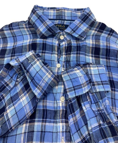 POLO RALPH LAUREN（ポロ・ラルフローレン）POLO RALPH LAUREN (ポロ・ラルフローレン) リネンチェックシャツ ネイビー サイズ:XLの古着・服飾アイテム
