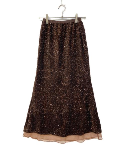 ANDREA&CO（アンドレアアンドコー）ANDREA&CO (アンドレアアンドコー) スパンコールスカート ブラウン サイズ:F 未使用品の古着・服飾アイテム
