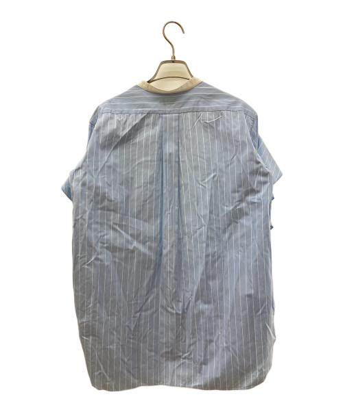 DRAWER（ドゥロワー）Drawer (ドゥロワー) コットンストライプフリルスタンドカラーシャツ スカイブルー サイズ:-の古着・服飾アイテム