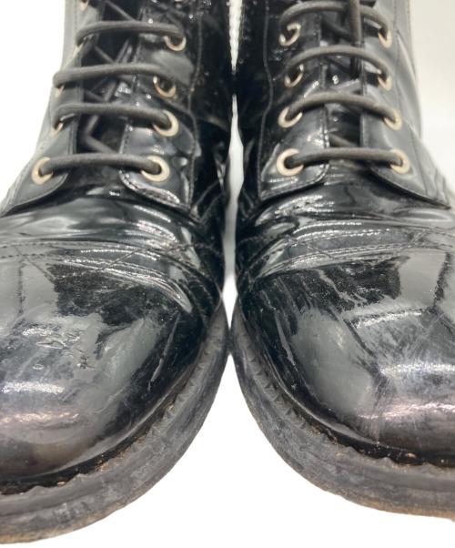 JIMMY CHOO（ジミーチュウ）JIMMY CHOO (ジミーチュウ) スタッズエナメルブーツ ブラック サイズ:44の古着・服飾アイテム