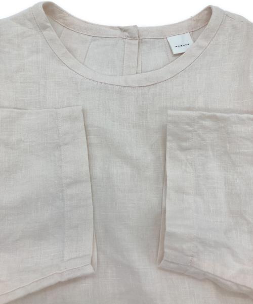 KAGURE（カグレ）kagure (カグレ) リネンクルーネックハーフスリーブ ライトピンク サイズ:FREEの古着・服飾アイテム