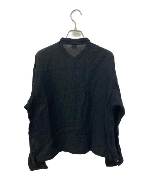 KAGURE（カグレ）kagure (カグレ) リネンブレンドオープンカラーシャツ ブラック サイズ:FREEの古着・服飾アイテム