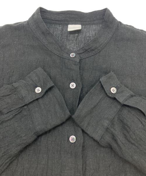 KAGURE（カグレ）kagure (カグレ) リネンブレンドオープンカラーシャツ ブラック サイズ:FREEの古着・服飾アイテム