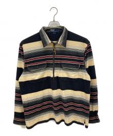 POLO RALPH LAUREN（ポロ・ラルフローレン）の古着「ハーフジッププルオーバーシャツ」｜ベージュ×ブラック