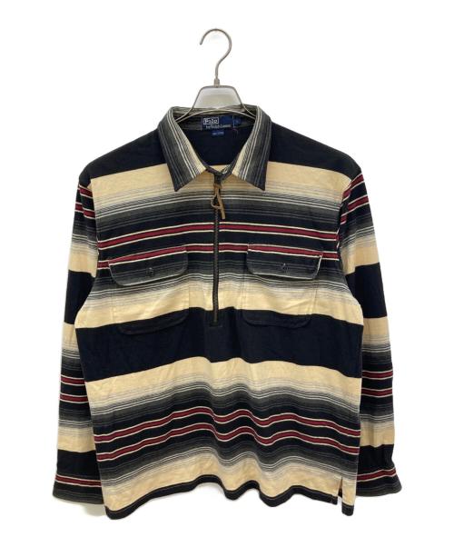 POLO RALPH LAUREN（ポロ・ラルフローレン）POLO RALPH LAUREN (ポロ・ラルフローレン) ハーフジッププルオーバーシャツ ベージュ×ブラック サイズ:Lの古着・服飾アイテム