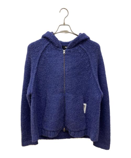 stussy（ステューシー）stussy (ステューシー) CHUNKY KNIT ZIP HOODIE/ニットジップパーカー ネイビー サイズ:Mの古着・服飾アイテム