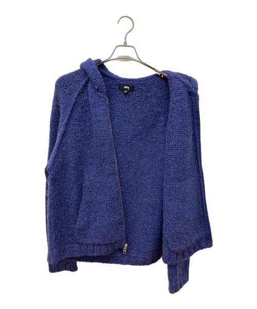 stussy（ステューシー）stussy (ステューシー) CHUNKY KNIT ZIP HOODIE/ニットジップパーカー ネイビー サイズ:Mの古着・服飾アイテム