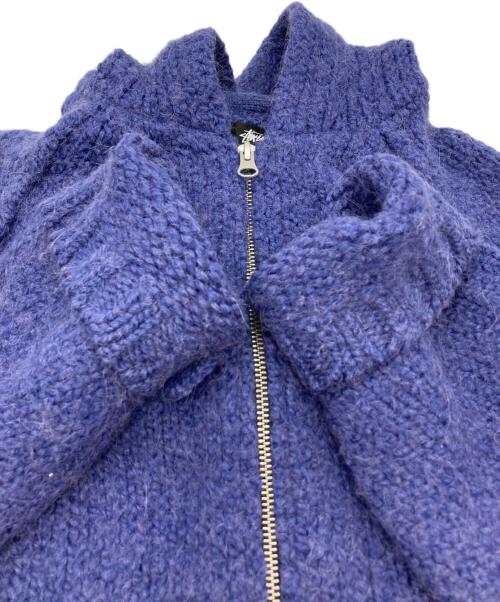 stussy（ステューシー）stussy (ステューシー) CHUNKY KNIT ZIP HOODIE/ニットジップパーカー ネイビー サイズ:Mの古着・服飾アイテム