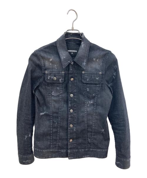 DSQUARED2（ディースクエアード）DSQUARED2 (ディースクエアード) ラインストーンデニムトラッカージャケット ブラック サイズ:44の古着・服飾アイテム