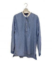 POLO RALPH LAUREN（ポロ・ラルフローレン）の古着「裾ポニーグランパシャツ」｜スカイブルー